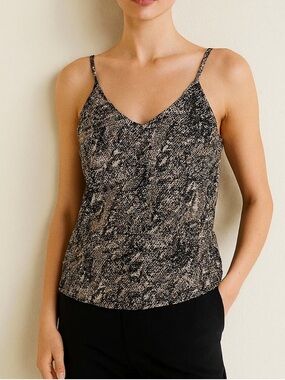 Veronica Beard Silk Cami Top Adjustable Strap Size XS S Snake print Oval Hem